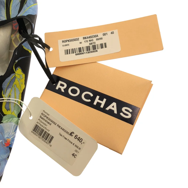 ROCHAS / ロシャス | サテン フラワープリント ワンピース | 40 | レディース