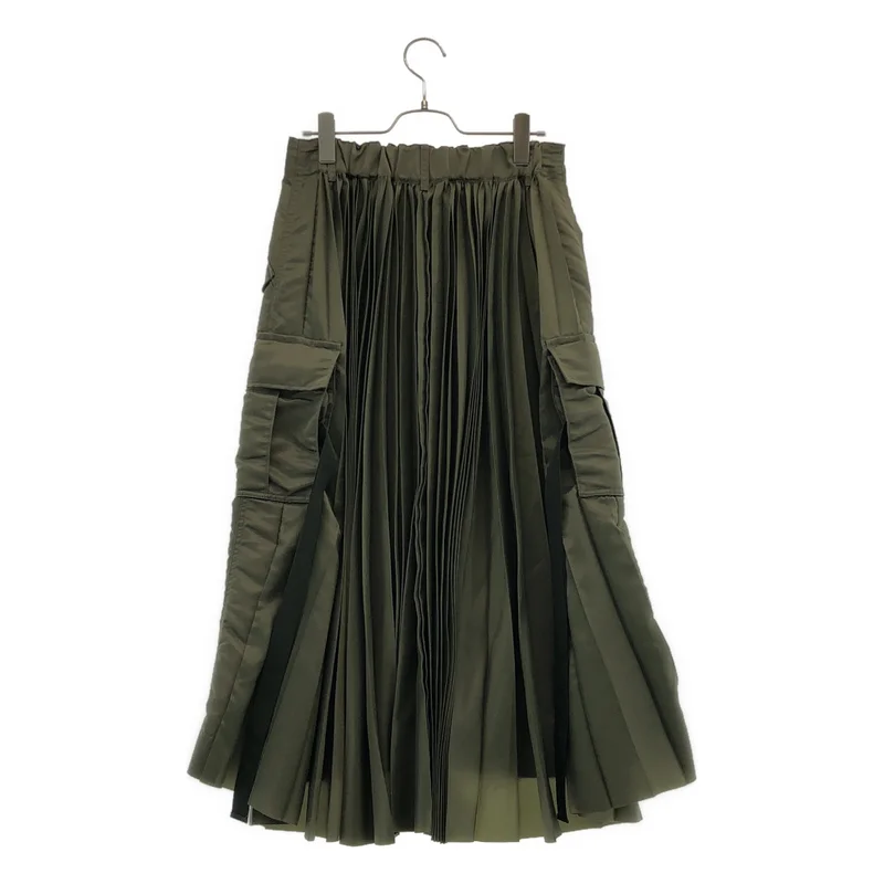 sacai / サカイ | Nylon Twill SK ナイロンツイル プリーツ 切替 スカート | 1 | レディース