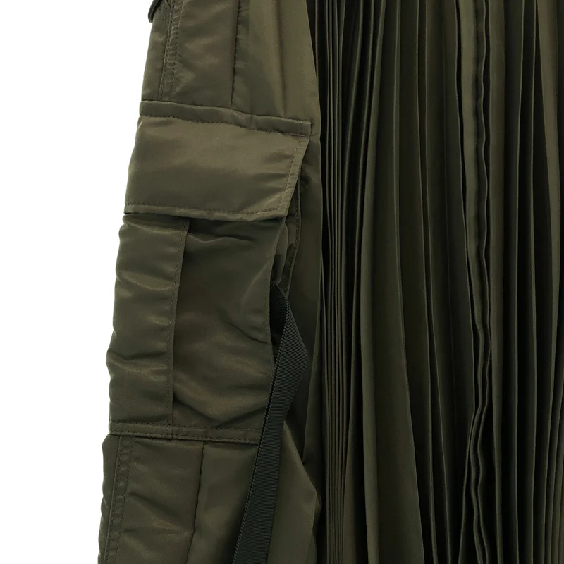 sacai / サカイ | Nylon Twill SK ナイロンツイル プリーツ 切替 スカート | 1 | レディース