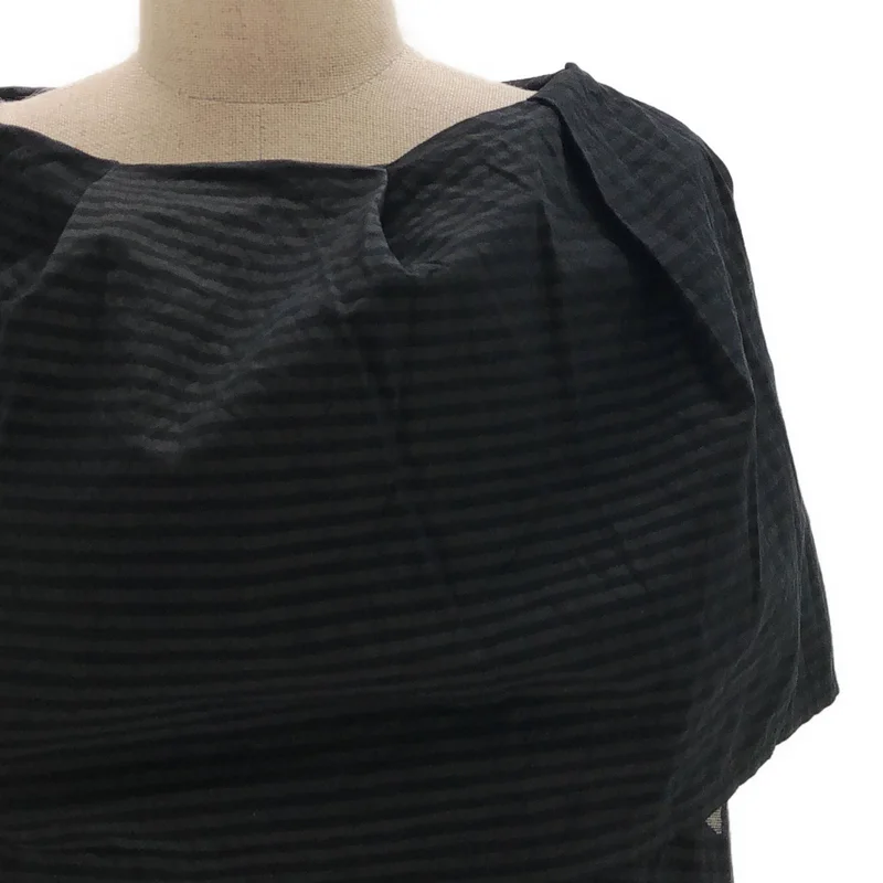 HaaT ISSEY MIYAKE / ハートイッセイミヤケ | シルク混 ボーダー エンブロイダリー 変形 ワンピース | 2 | レディース