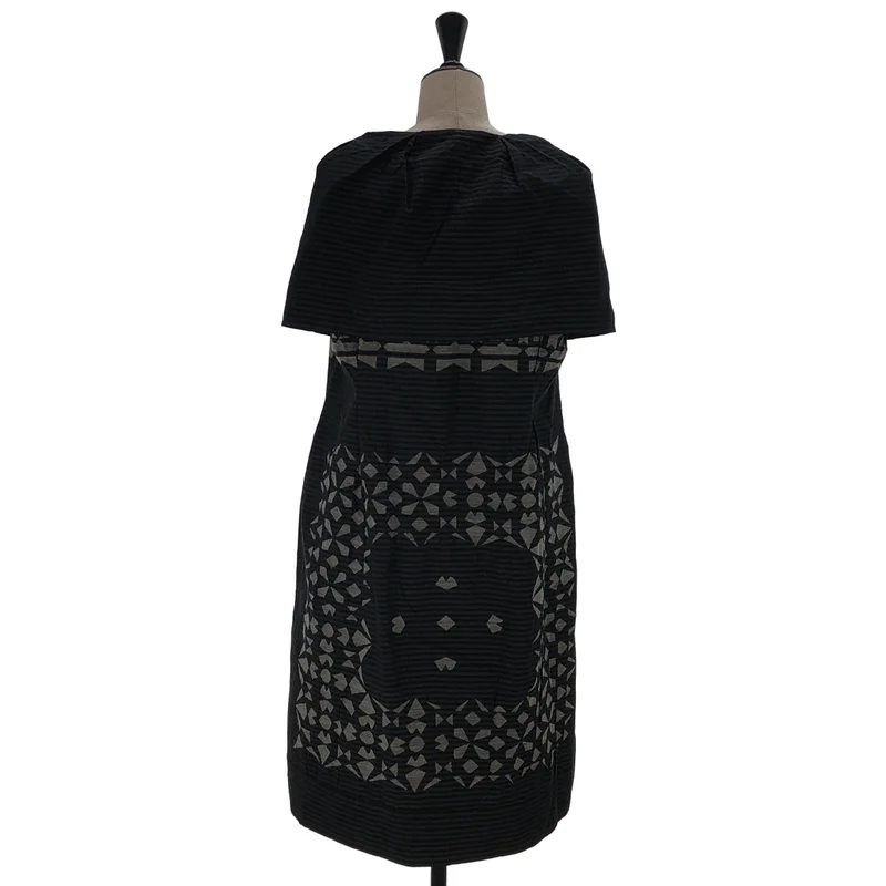 HaaT ISSEY MIYAKE / ハートイッセイミヤケ | シルク混 ボーダー エンブロイダリー 変形 ワンピース | 2 | レディース