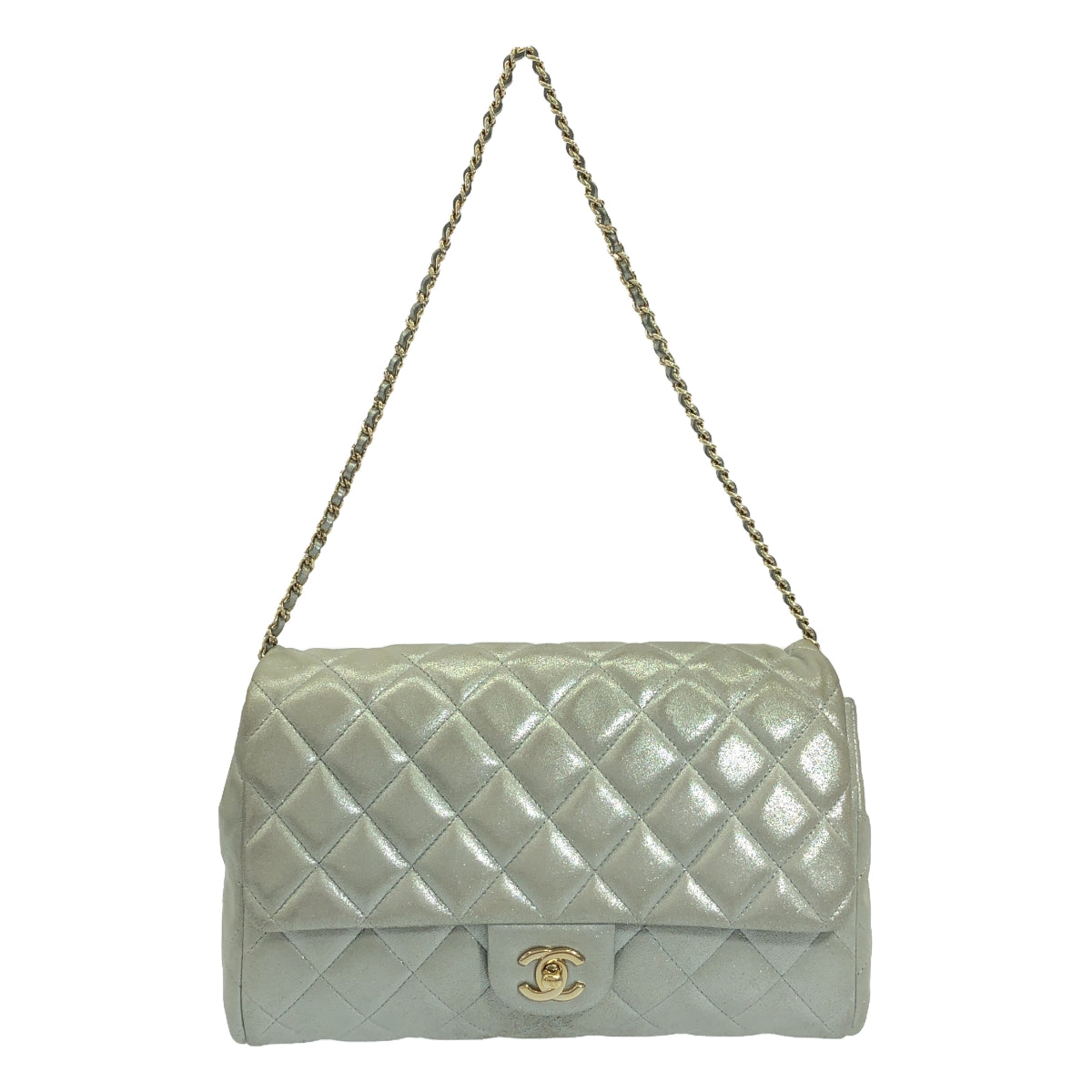 CHANEL / シャネル | マトラッセ メタリック レザー フラップ チェーン ショルダーバッグ | シルバー | レディース CHANEL / シャネル | マトラッセ メタリック レザー フラップ チェーン