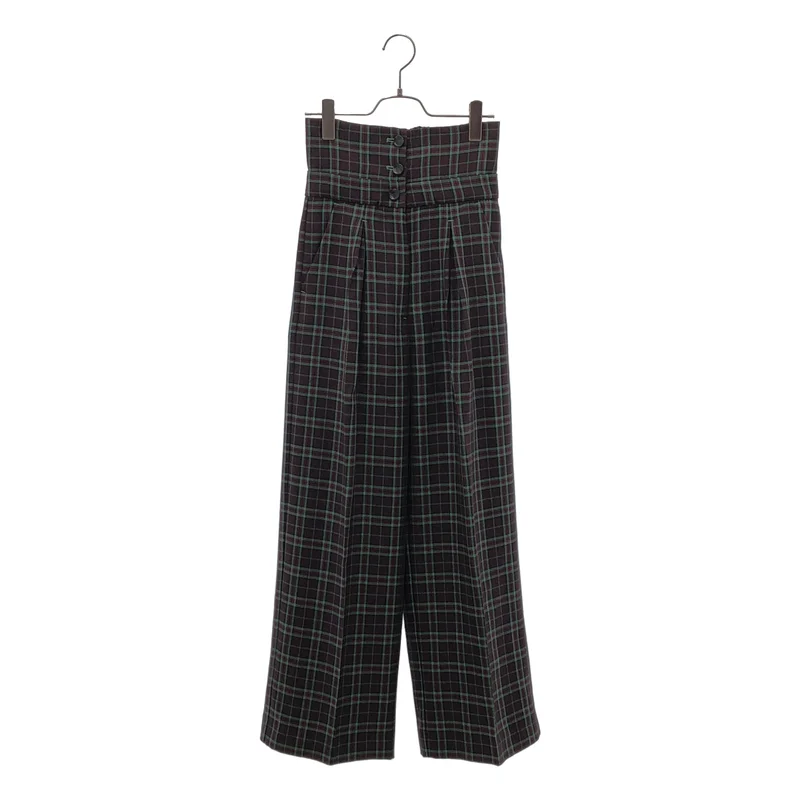 AMERI / アメリ | 2WAY WIDE BELT CHECK PANTS / ワイドベルト チェックパンツ | S | レディース