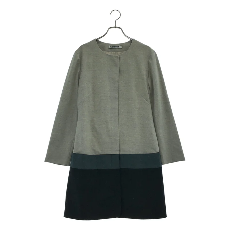 JIL SANDER / ジルサンダー | ウール カシミヤ 切替 ノーカラーコート | 36 | レディース