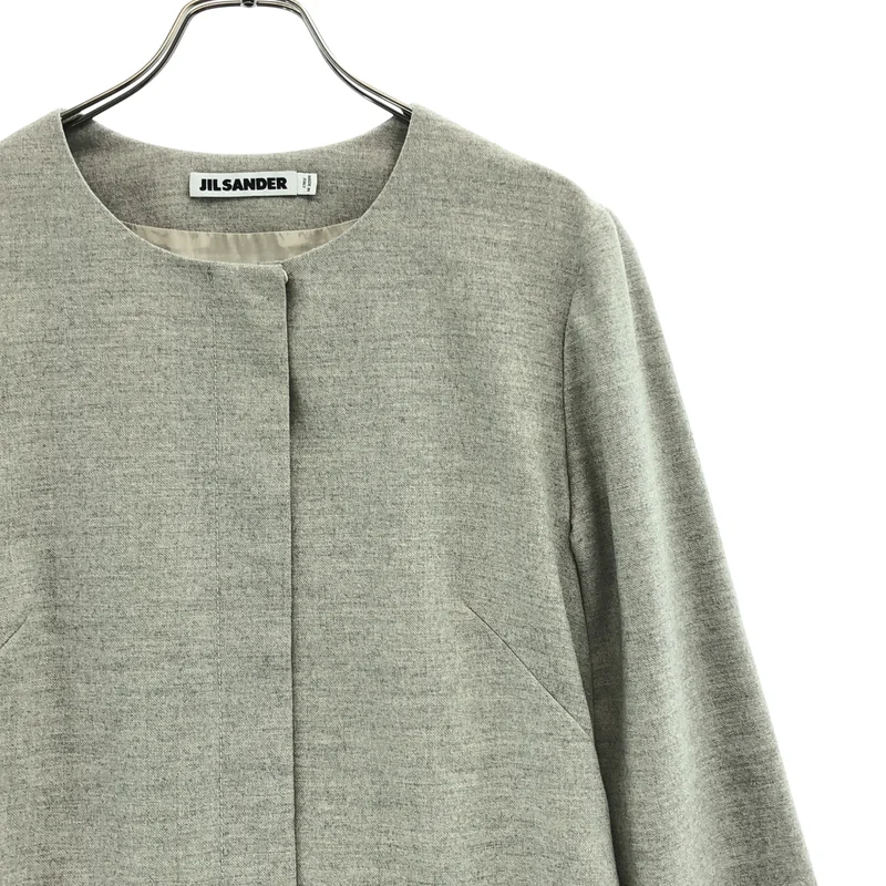 JIL SANDER / ジルサンダー | ウール カシミヤ 切替 ノーカラーコート | 36 | レディース