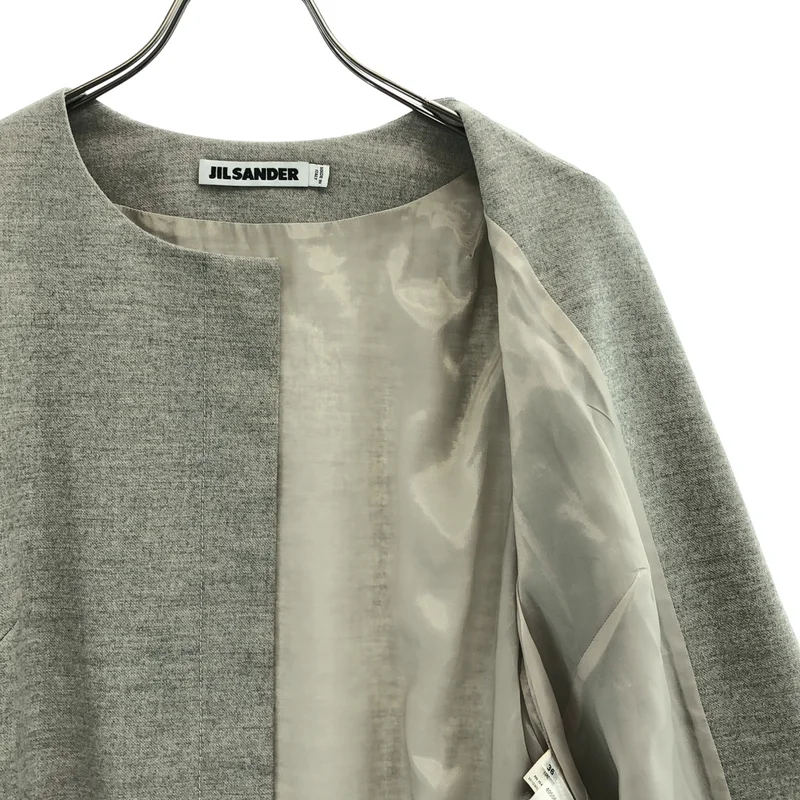 JIL SANDER / ジルサンダー | ウール カシミヤ 切替 ノーカラーコート | 36 | レディース