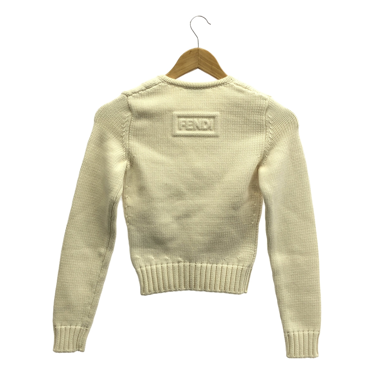 FENDI / フェンディ | コットン フェイクポケット Vネック ニット | 36 | ホワイト | レディース FENDI / フェンディ | コットン フェイクポケット Vネック ニット | 36