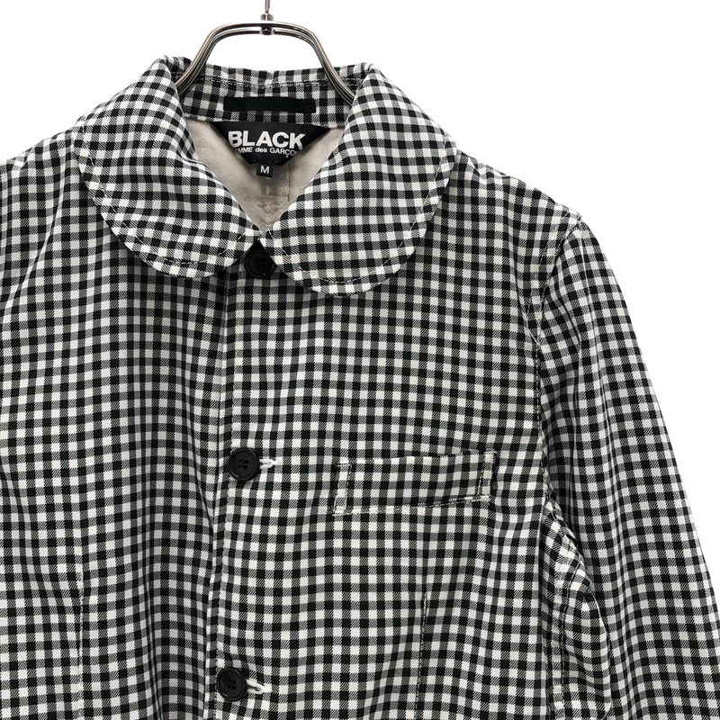BLACK COMME des GARCONS / ブラックコムデギャルソン | 2017SS | ギンガムチェック シャーリング ラウンドカラージャケット | M | レディース