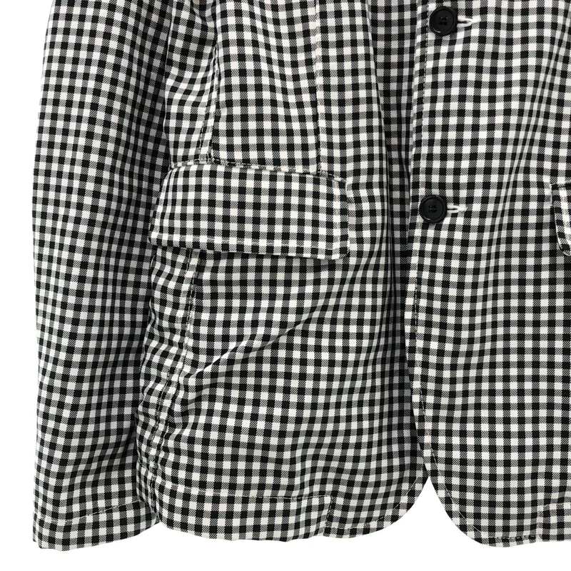 BLACK COMME des GARCONS / ブラックコムデギャルソン | 2017SS | ギンガムチェック シャーリング ラウンドカラージャケット | M | レディース