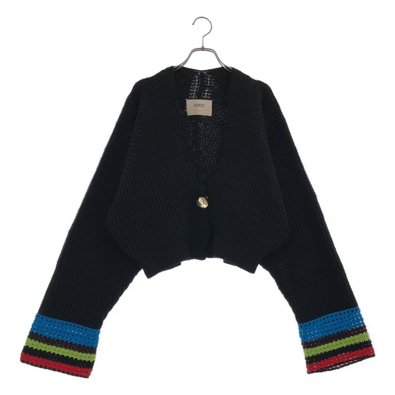 PONTI / ポンティ | ウール メタルボタン クロシェ ニット カーディガン | F | レディース