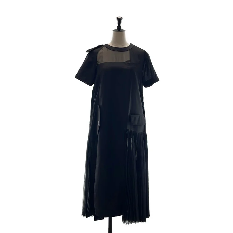 sacai / サカイ | 2021SS | アシンメトリー 再構築 プリーツ ドレス ワンピース | 1 | レディース