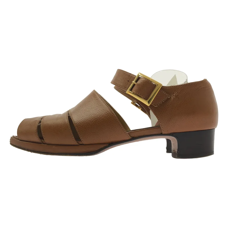 HERMES / エルメス | レザー ストラップ ヒールサンダル | 37 | レディース