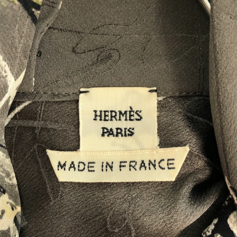 HERMES / エルメス | シルク 総柄プリント ハイネック シャツ | 38 | レディース