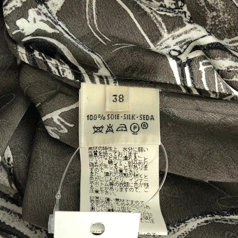 HERMES / エルメス | シルク 総柄プリント ハイネック シャツ | 38 | レディース