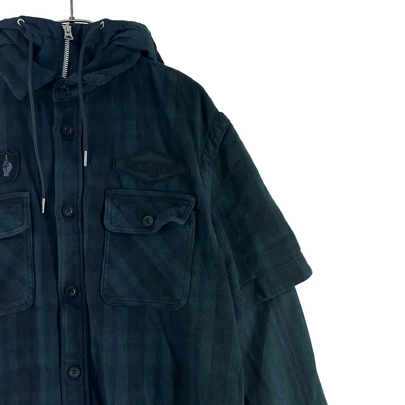 sacai / サカイ | 2024AW | Gonz Multi Patch Plaid Hoodie レイヤード 切替 フーテッド フランネルシャツ | 1 | メンズ