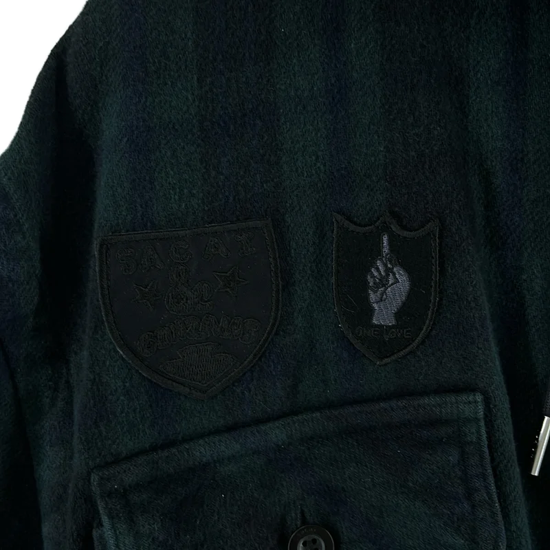 sacai / サカイ | 2024AW | Gonz Multi Patch Plaid Hoodie レイヤード 切替 フーテッド フランネルシャツ | 1 | メンズ
