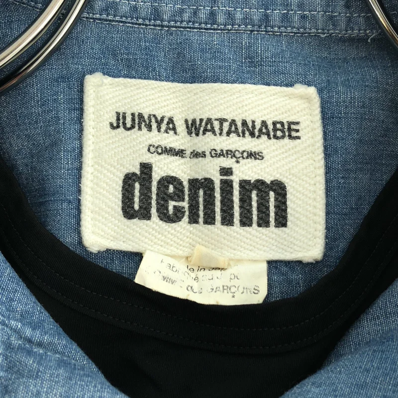 JUNYA WATANABE COMME des GARCONS denim / ジュンヤワタナベコムデギャルソンデニム | 2017SS | タンクトップドッキング 半袖 デニムシャツワンピース | M | レディース