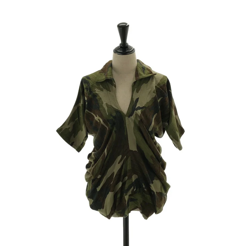 JUNYA WATANABE COMME des GARCONS / ジュンヤワタナベ | 2010AW | ウール カモフラージュ ドレープカットソー | S | レディース