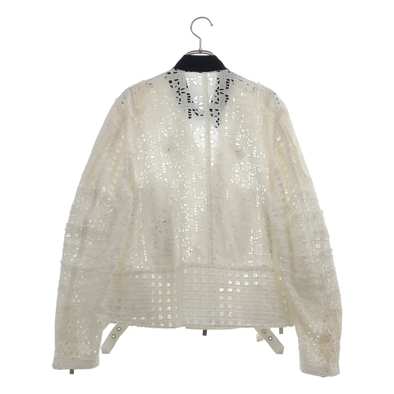 sacai / サカイ | 2021SS | Embroidery Lace Blouson / コットン レース刺しゅう ダブルライダースジャケット | 2 | レディース