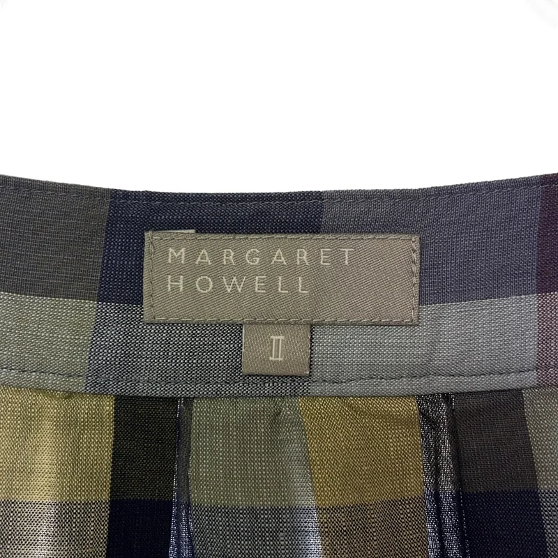 MARGARET HOWELL / マーガレットハウエル | コットン リネン チェック ロングスカート | 2 | レディース