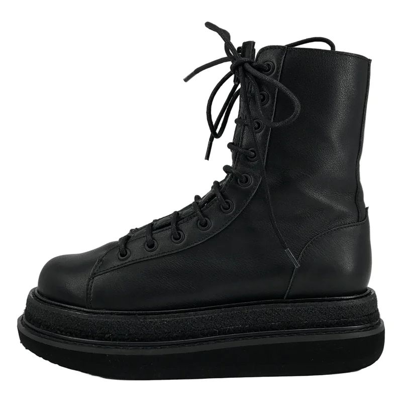 REGULATION Yohji Yamamoto / レギュレーションヨウジヤマモト | SOFT OIL LEATHER A F ZIP MILITARY BOOTS | 5 | レディース