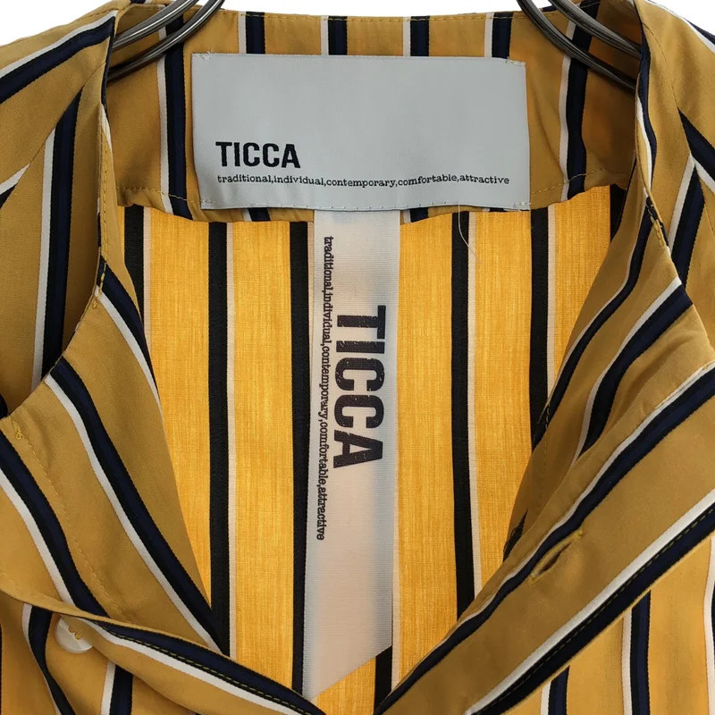 TICCA / ティッカ | ストライプノーカラーシャツワンピース | F