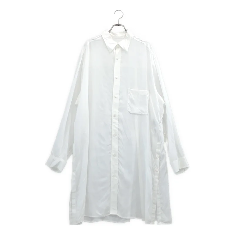 YOHJI YAMAMOTO POUR HOMME / ヨウジヤマモトプールオム | 2025SS | WHITE 80 MODAL LAWN BACK PANELED SLIT BLOUSE / モダールローン バックスリット ブラウス | 2 | メンズ
