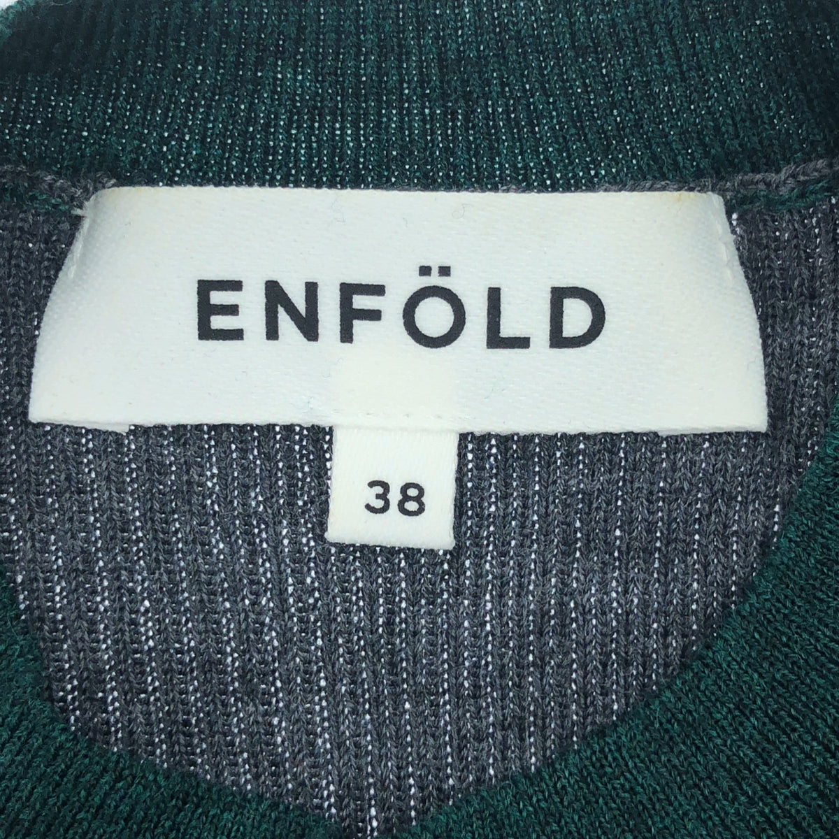 ENFOLD / エンフォルド | ウール配色リブニット | 38 | グリーン