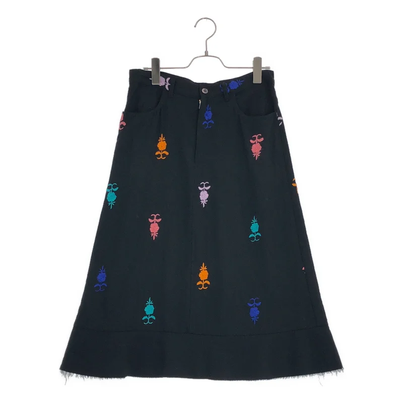 tricot COMME des GARCONS / トリココムデギャルソン | 2001AW | ウール 断ち切り 刺しゅう スカート | M | レディース