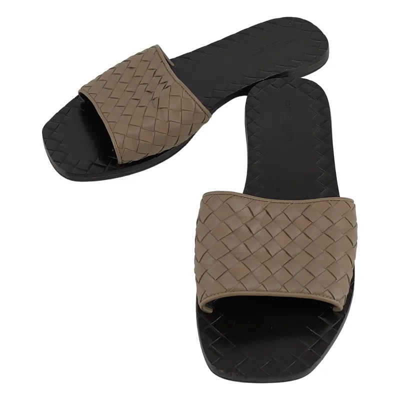 BOTTEGA VENETA / ボッテガヴェネタ | イントレチャート レザー フラットサンダル | 38 | レディース