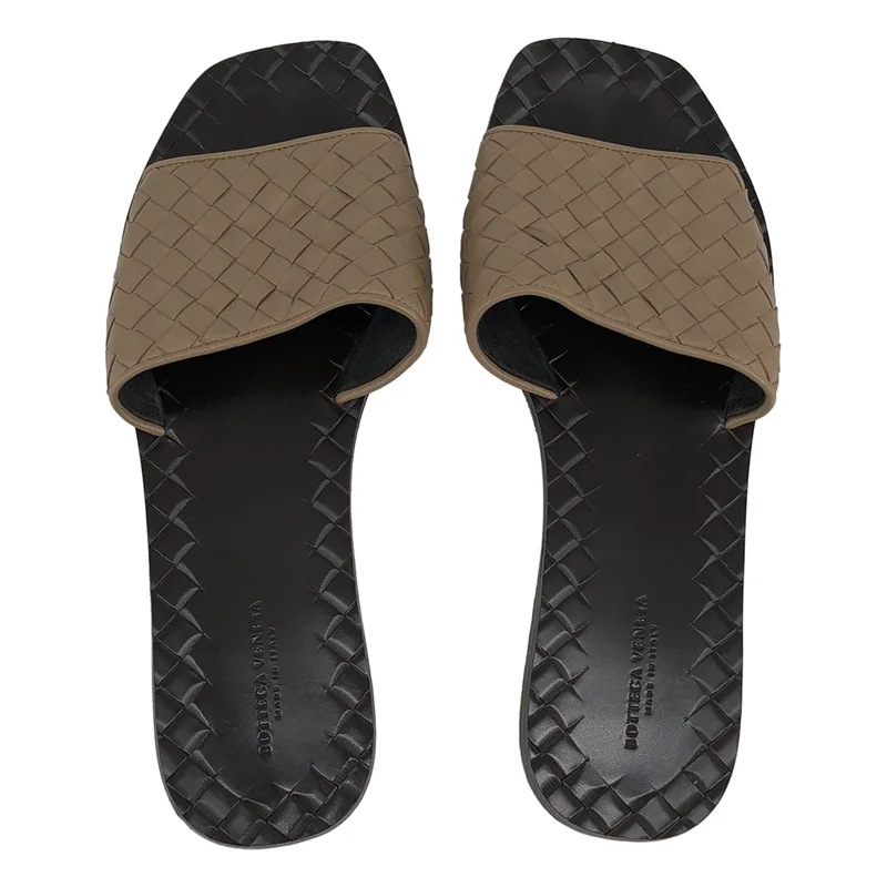 BOTTEGA VENETA / ボッテガヴェネタ | イントレチャート レザー フラットサンダル | 38 | レディース