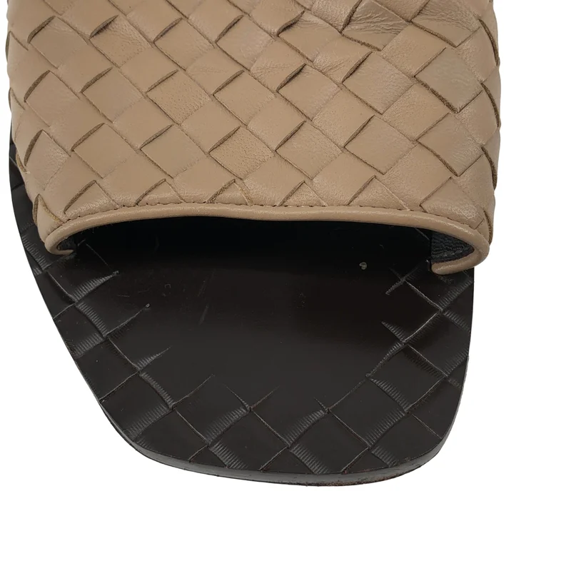 BOTTEGA VENETA / ボッテガヴェネタ | イントレチャート レザー フラットサンダル | 38 | レディース