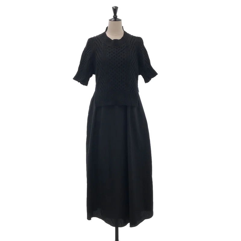 sacai / サカイ | ケーブルニット ドッキング ワンピース | 1 | レディース