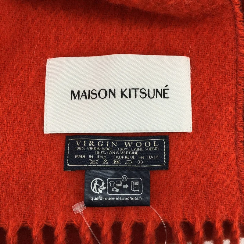 MAISON KITSUNE / メゾンキツネ | ウール フォックスパッチ フリンジ マフラー |