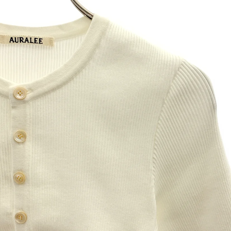 AURALEE / オーラリー | GIZA HIGH GAUGE RIB KNIT SHORT CARDIGAN クロップド カーディガン | 0 | レディース