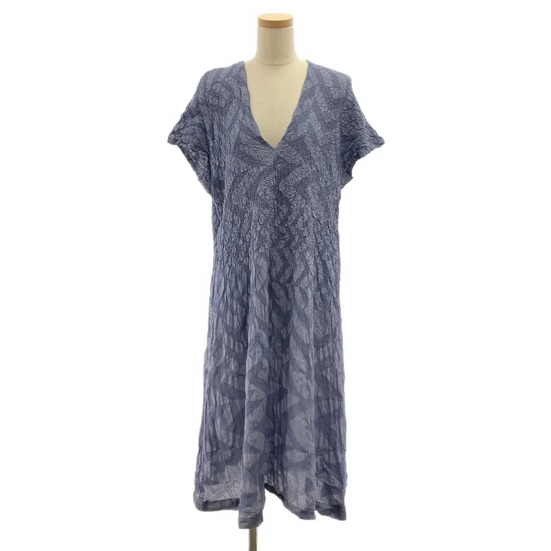 me ISSEY MIYAKE / ミーイッセイミヤケ | シワ加工 Vネック フレンチスリーブワンピース |