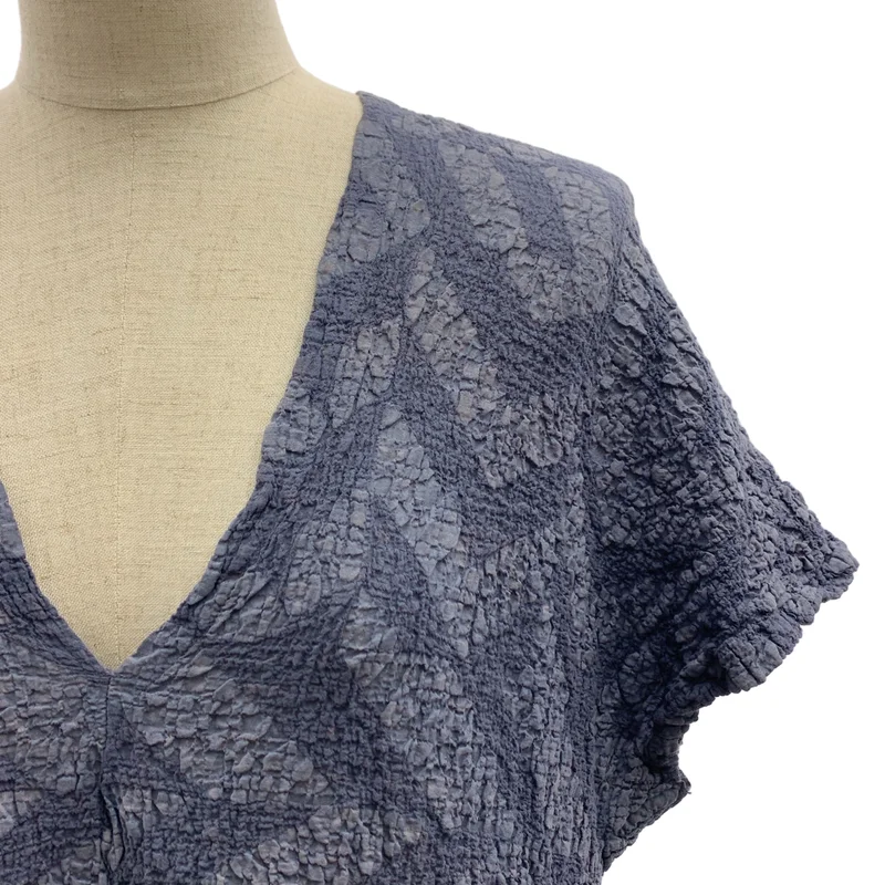 me ISSEY MIYAKE / ミーイッセイミヤケ | シワ加工 Vネック フレンチスリーブワンピース |