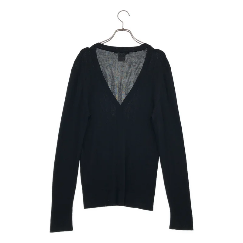 GUCCI / グッチ | トムフォード期 シルク リブ Vネック ニットカーディガン | S | メンズ