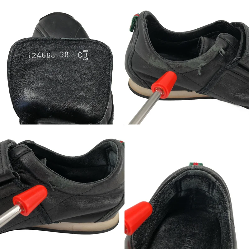 GUCCI / グッチ | レザー ベロクロ スニーカー | 38 | レディース