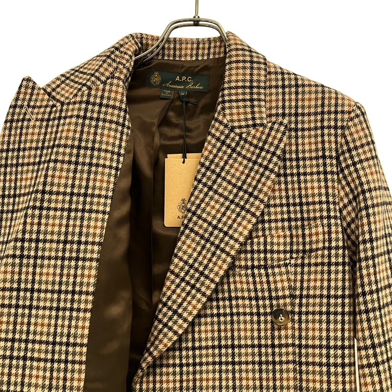 A.P.C. / アーペーセー | Anastasia Barbieri / ウール チェック ダブルブレスト テーラードジャケット | 34 | レディース