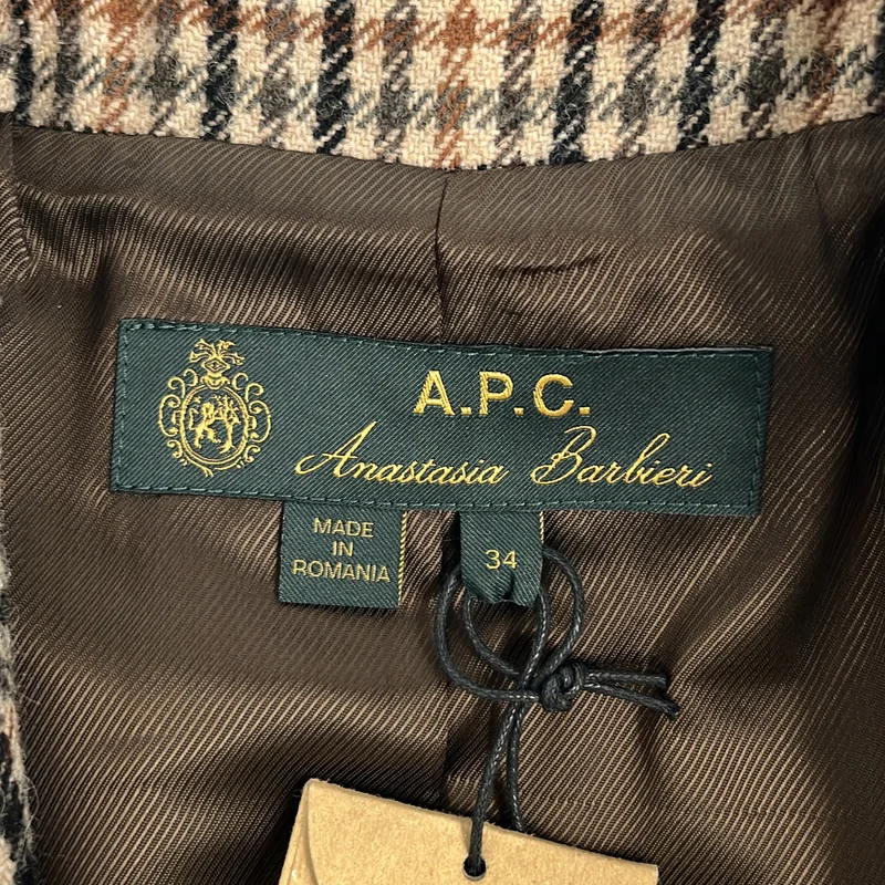 A.P.C. / アーペーセー | Anastasia Barbieri / ウール チェック ダブルブレスト テーラードジャケット | 34 | レディース