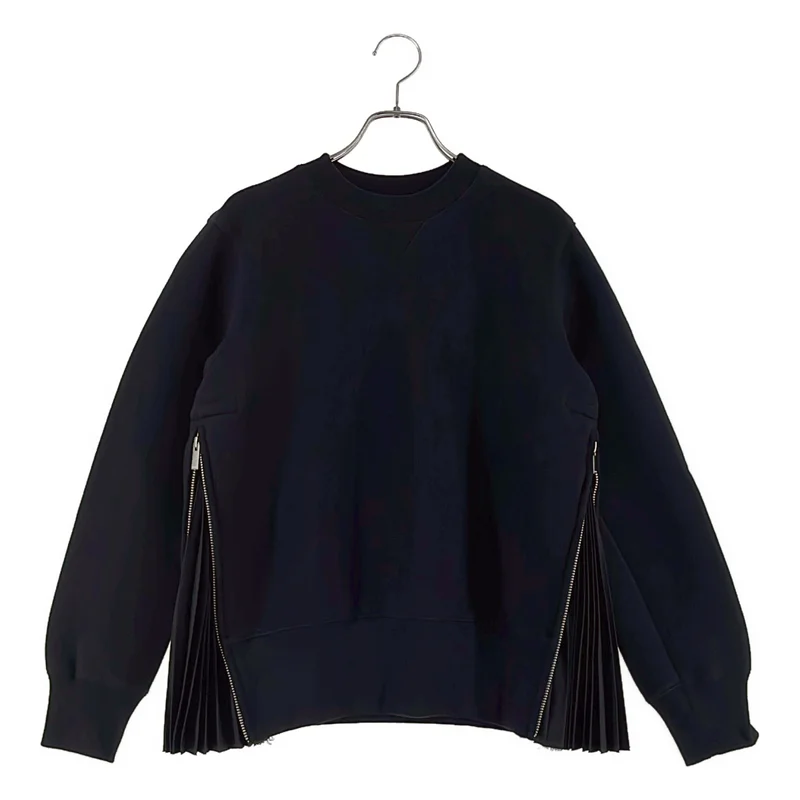sacai / サカイ | プリーツ加工 サイドジップ スウェット トレーナー | 2 | レディース