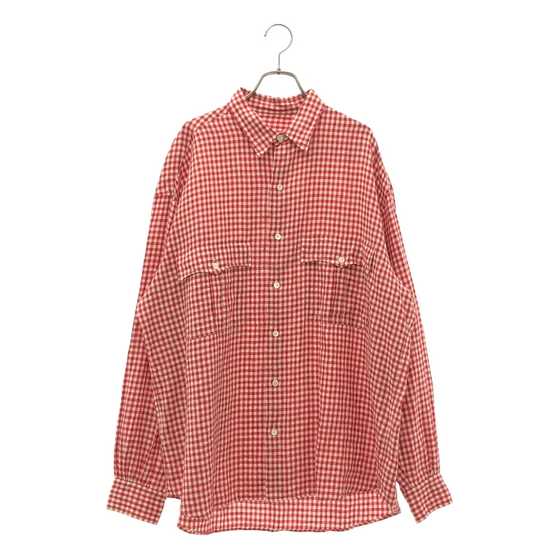 PORTER CLASSIC / ポータークラシック | 2026SS | ROLL UP LINEN GINGHAM CHECK SHIRT / ロールアップリネン ギンガムチェックシャツ | L | メンズ