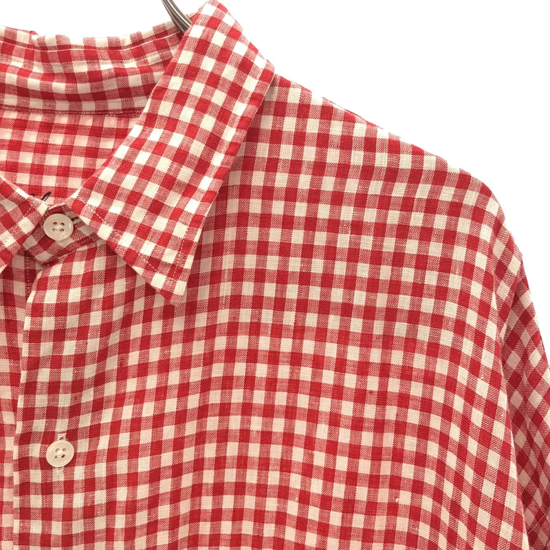 PORTER CLASSIC / ポータークラシック | 2026SS | ROLL UP LINEN GINGHAM CHECK SHIRT / ロールアップリネン ギンガムチェックシャツ | L | メンズ