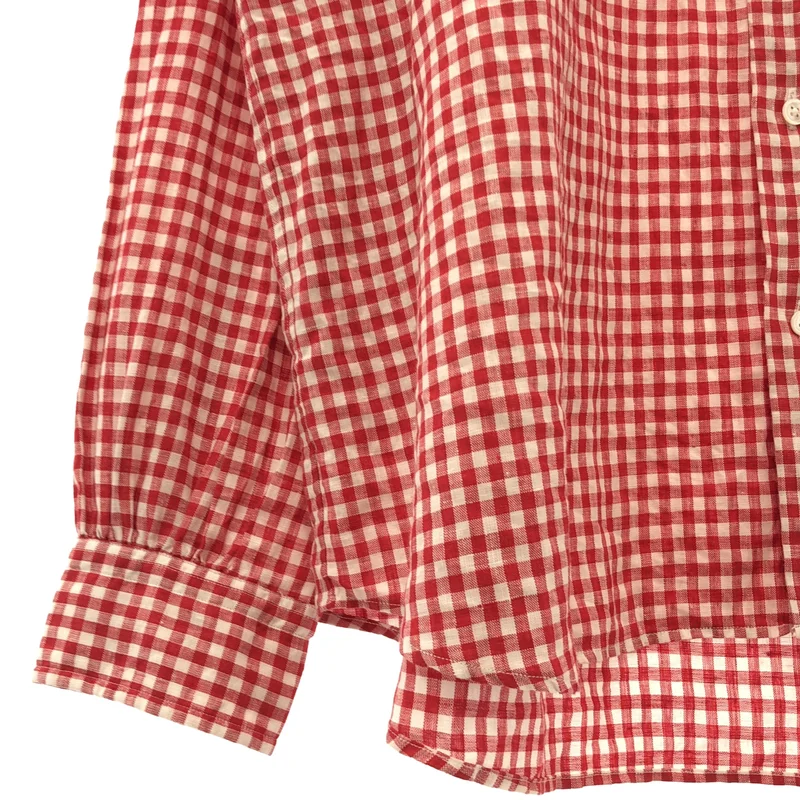 PORTER CLASSIC / ポータークラシック | 2026SS | ROLL UP LINEN GINGHAM CHECK SHIRT / ロールアップリネン ギンガムチェックシャツ | L | メンズ
