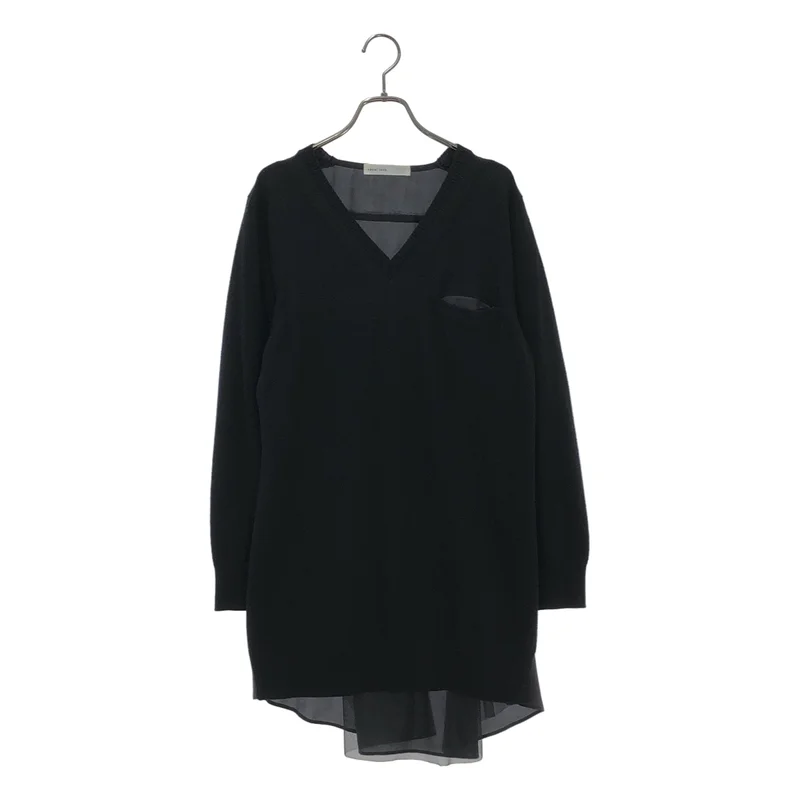 sacai luck / サカイラック | 異素材切替 Vネック ニット_長袖 13AWLU611 | 2 | レディース