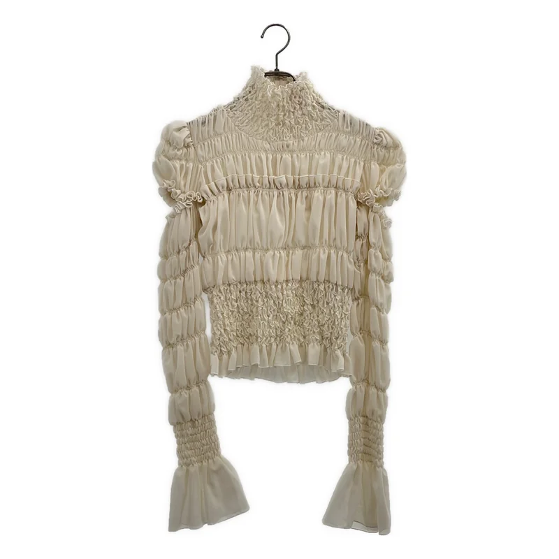 FETICO / フェティコ | 2024AW | WGAUZE SHIRRED HIGH NECK BLOUSE / ダブルガーゼ シャード ハイネックブラウス | 1 | レディース