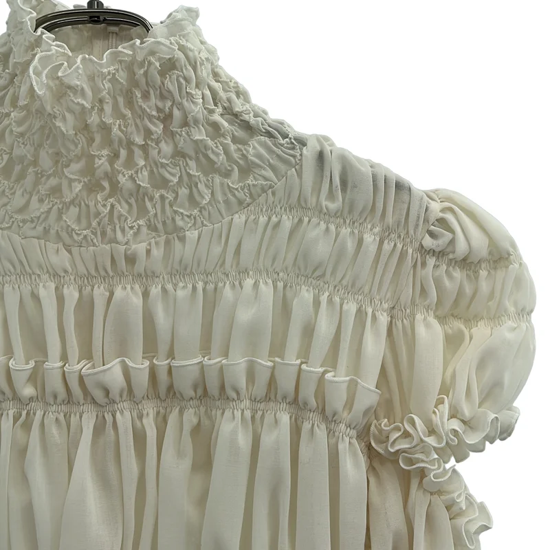 FETICO / フェティコ | 2024AW | WGAUZE SHIRRED HIGH NECK BLOUSE / ダブルガーゼ シャード ハイネックブラウス | 1 | レディース