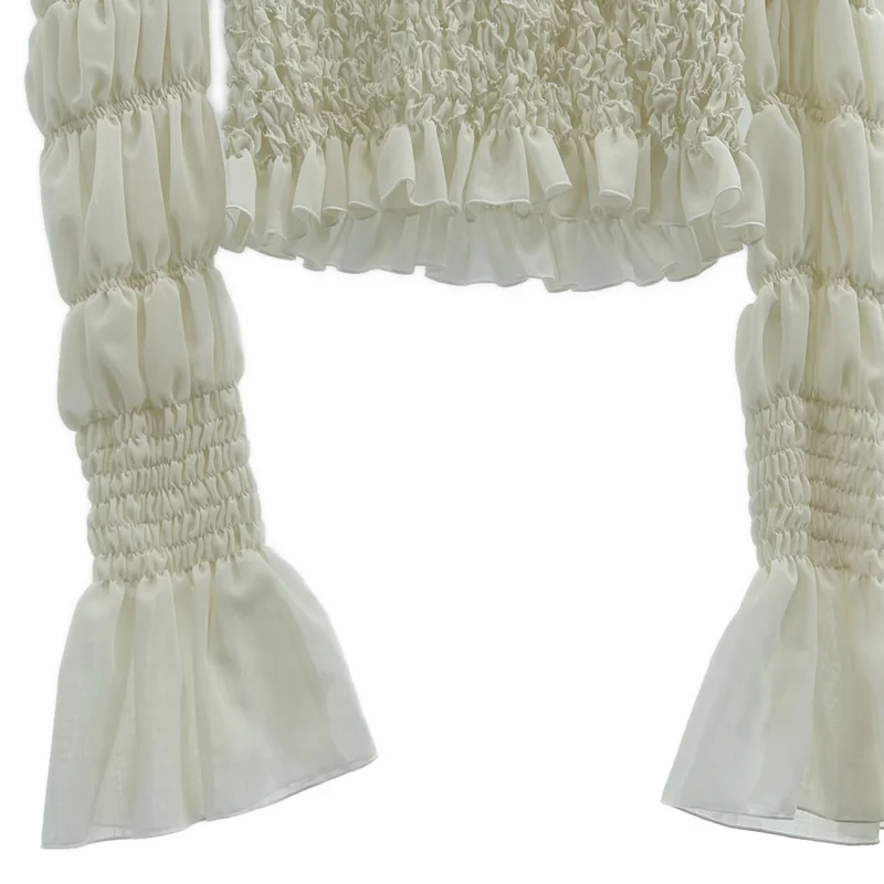 FETICO / フェティコ | 2024AW | WGAUZE SHIRRED HIGH NECK BLOUSE / ダブルガーゼ シャード ハイネックブラウス | 1 | レディース