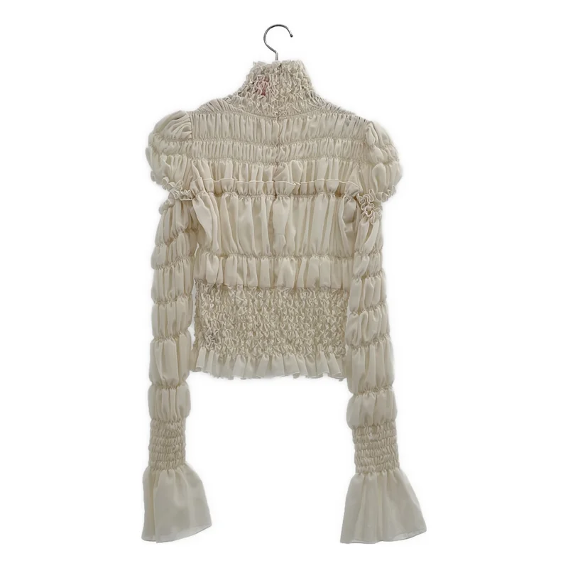 FETICO / フェティコ | 2024AW | WGAUZE SHIRRED HIGH NECK BLOUSE / ダブルガーゼ シャード ハイネックブラウス | 1 | レディース